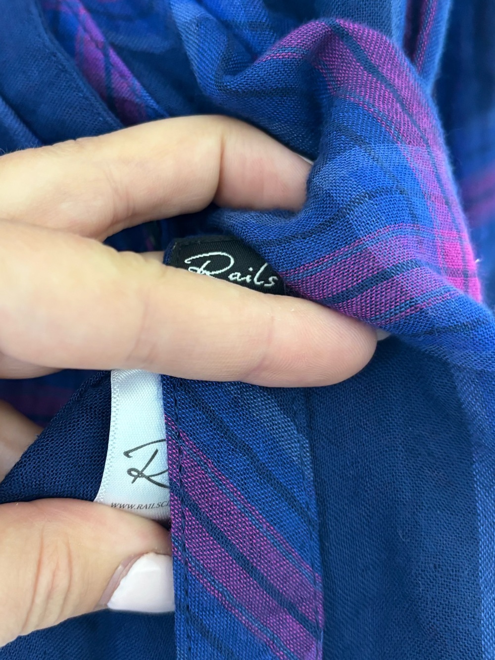 Rails Taitum Navy Ultraviolet Flannel Button Down Top - Picture 6 of 7